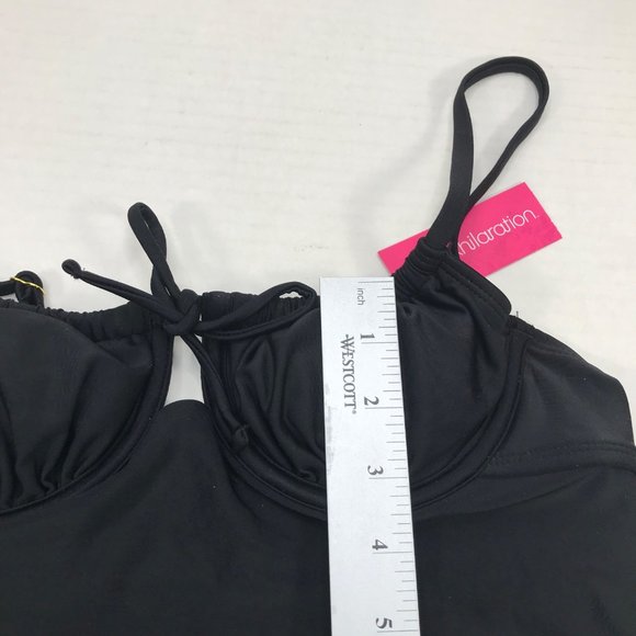 Xhilaration Junior's Size Small 0-2 Shirred Underwire One Piece Swim Suit Black - Picture 10 of 16